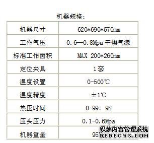 机器规格表